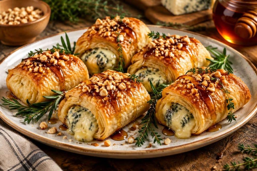 Rouleaux feuilletés au bleu : recette gourmande et facile