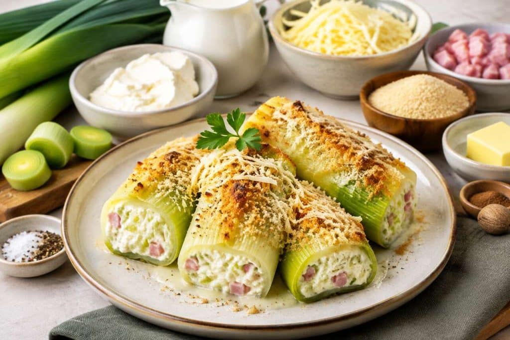 Poireaux farcis au fromage frais : recette gourmande