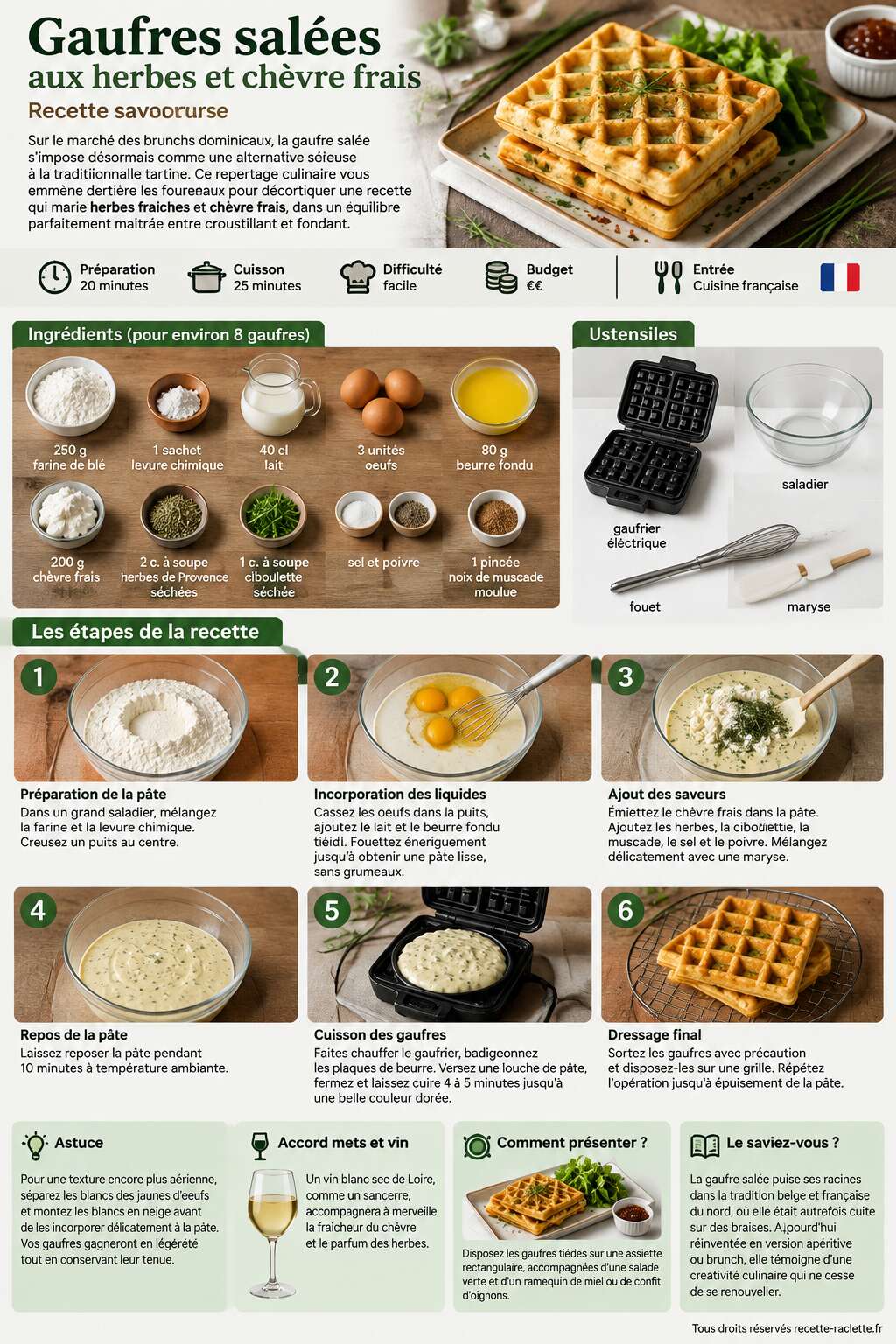 Fiche recette Gaufres salées aux herbes et chèvre frais : recette savoureuse Fiche recette Gaufres salées aux herbes et chèvre frais : recette savoureuse