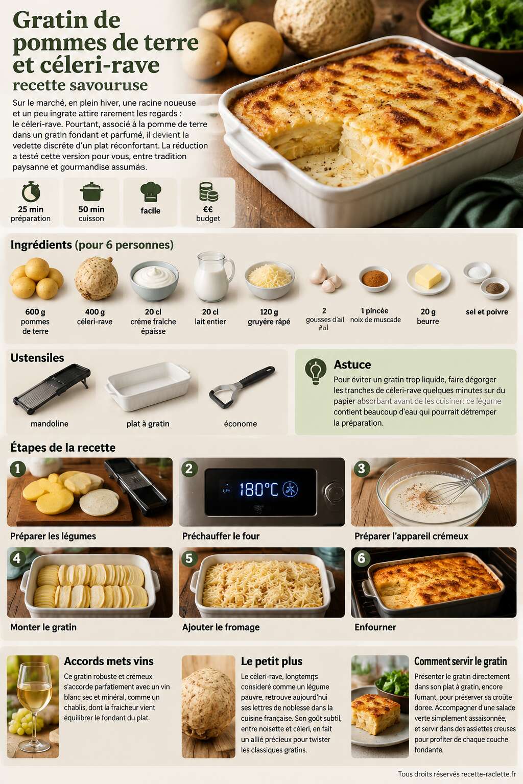 Fiche recette Gratin de pommes de terre et c&eacute;leri-rave : recette savoureuse
