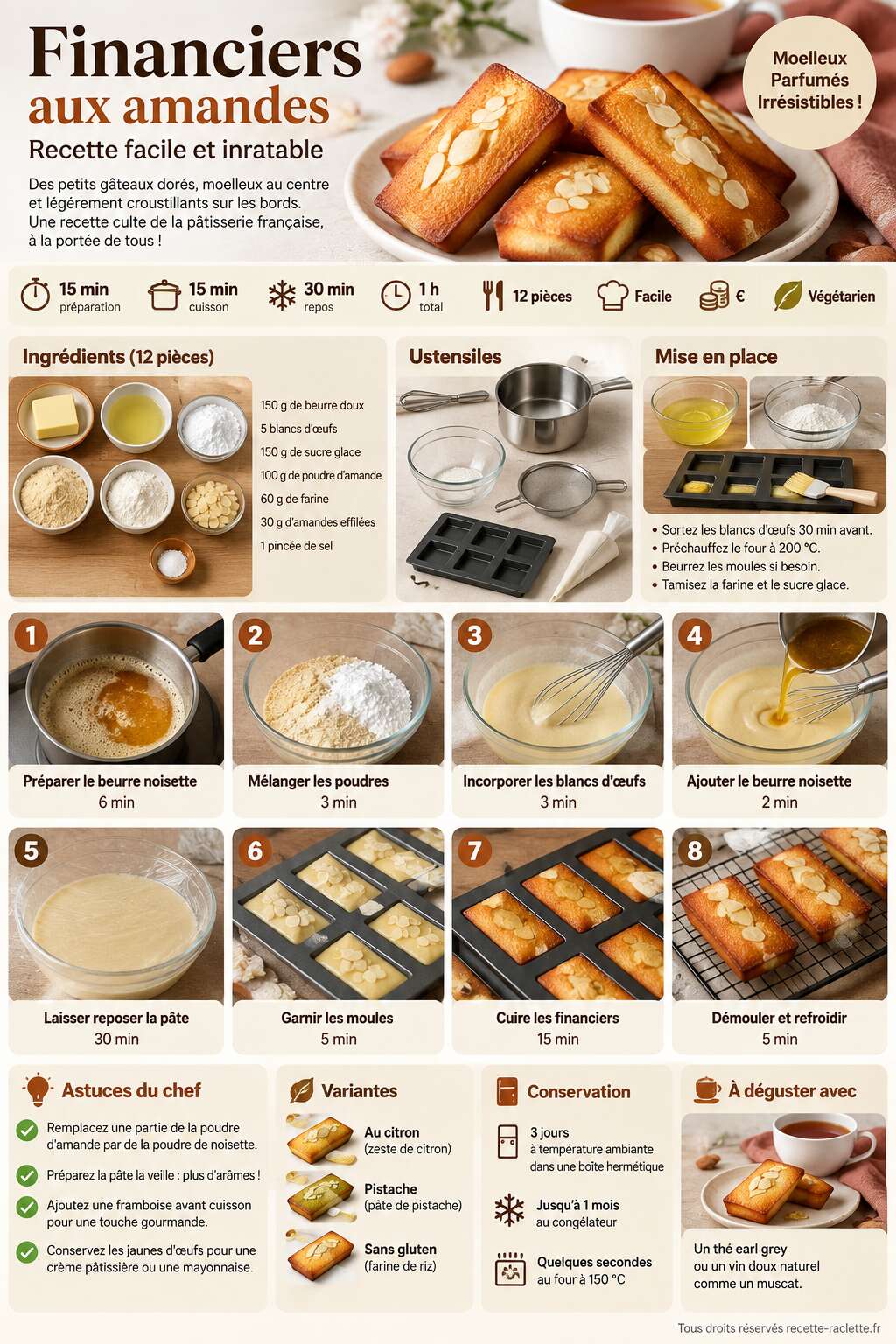Fiche recette Financiers aux amandes : recette facile et inratable Fiche recette Financiers aux amandes : recette facile et inratable