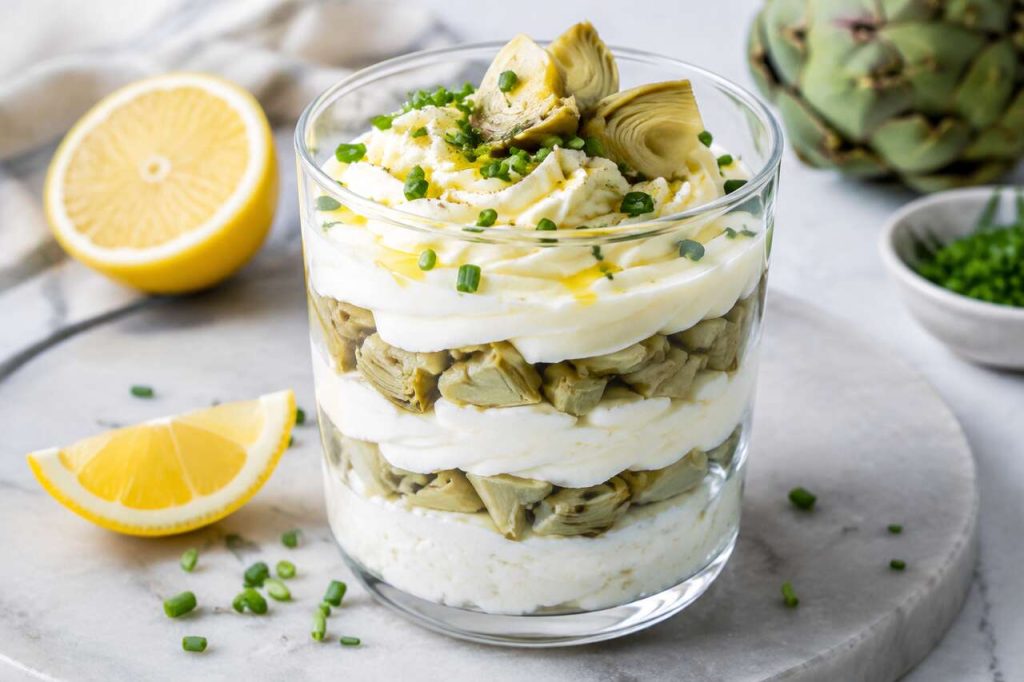 Verrine au fromage frais et cœur d'artichaut : recette gourmande