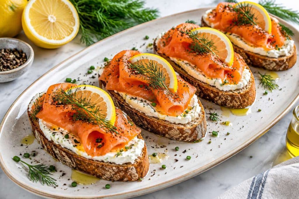 Recette de Tartine fromage frais et Saumon fumé