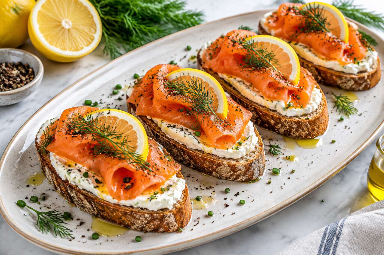 Recette de Tartine fromage frais et Saumon fumé