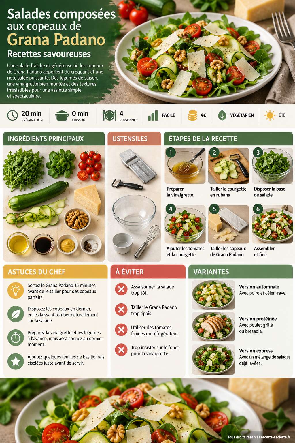 Fiche recette Salades composées aux copeaux de Grana Padano : recettes savoureuses Fiche recette Salades composées aux copeaux de Grana Padano : recettes savoureuses
