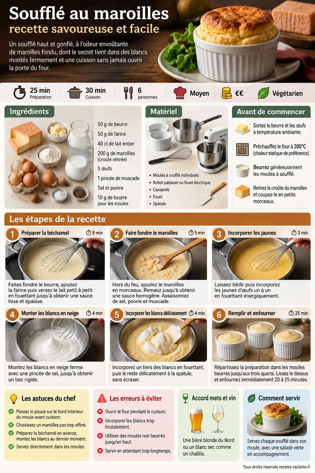 Fiche recette Soufflé au maroilles : recette savoureuse et facile Fiche recette Soufflé au maroilles : recette savoureuse et facile