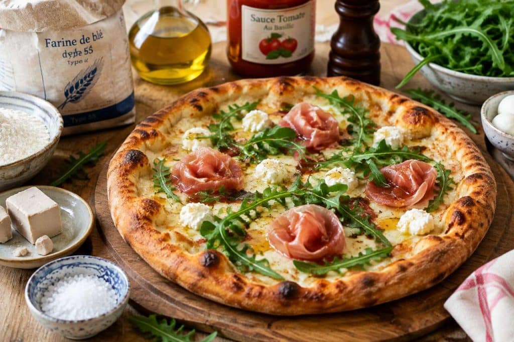 Pizza fromage de chèvre et jambon cru : délice maison
