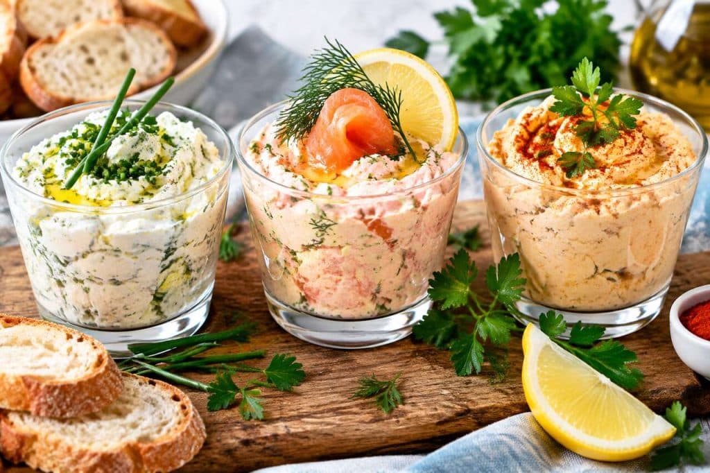 Trio de tartinades au fromage frais : recette savoureuse